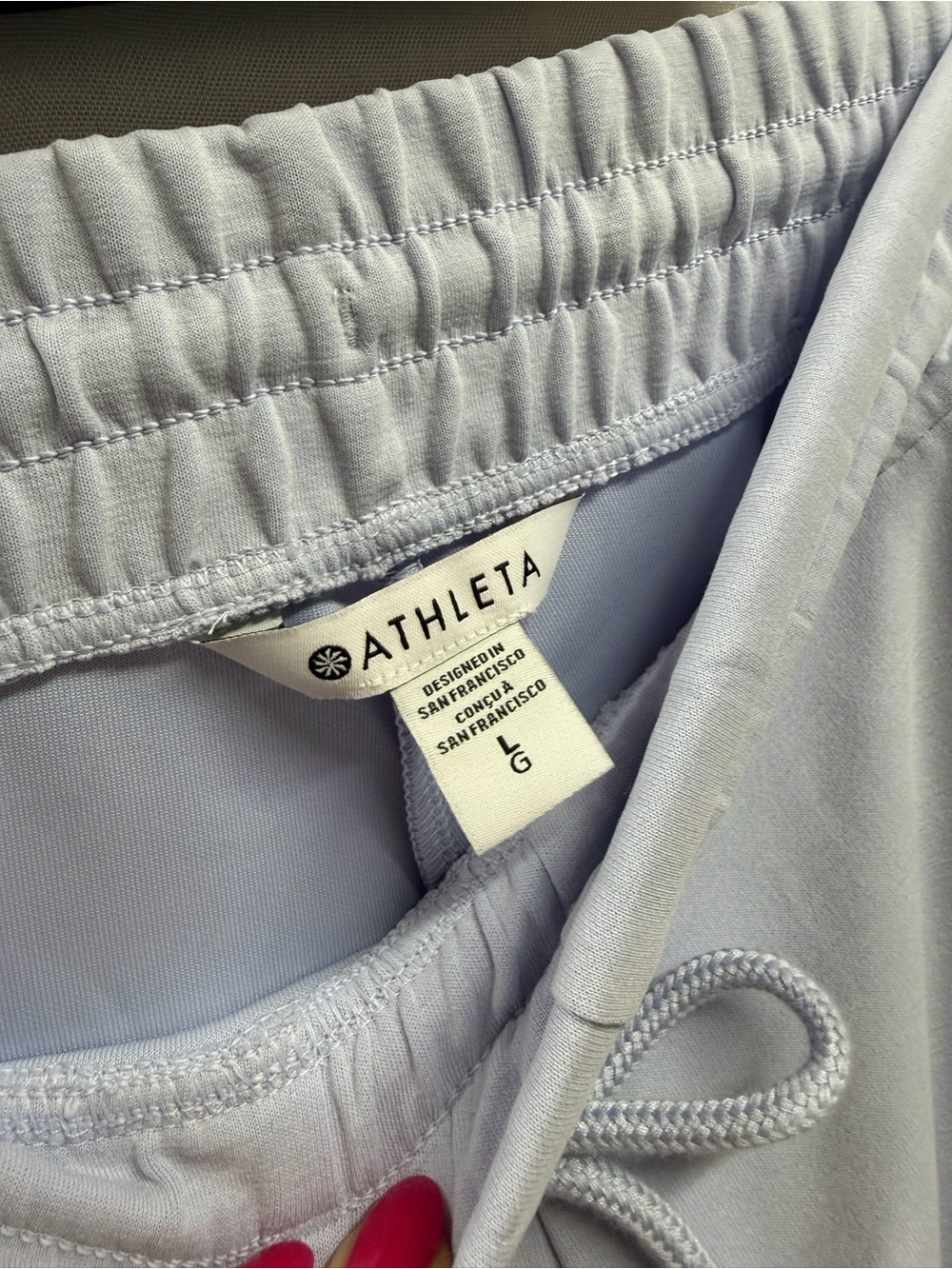 Athleta Seasoft Straight Pants Blue Soft Cozy Midrise Drawstring Large - Picture 8 of 9